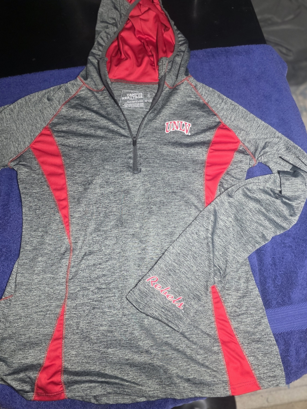 Campus Heritage Gray & Red UNLV Hooded Half-Zip Sweater